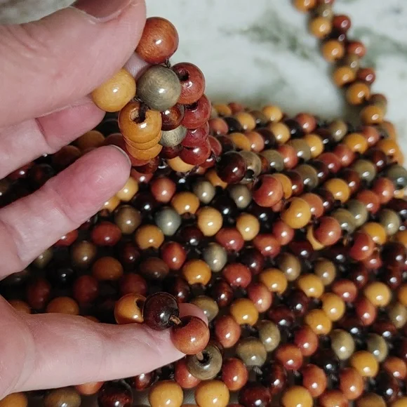 Vintage Brown and Tan Beaded Shoulder Bag - Picture 12 of 17